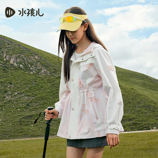 水孩儿童装2024秋装新款女童风衣中大童外套防风透湿连帽时尚休闲 商品图5