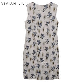 VIVIAN LIU薇薇安刘R2434103夏女装新款圆领飞马印花砍袖连衣裙