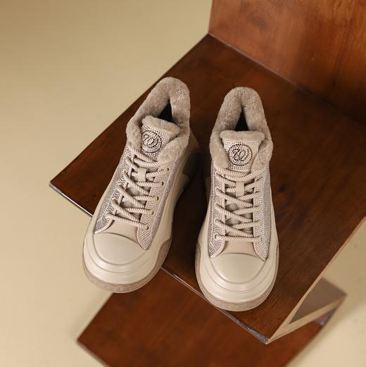 westory2024年秋冬新款休闲风厚底平跟舒适百搭毛毛鞋休闲老爹鞋W24DM85091 商品图2