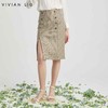 VIVIAN LIU TZ2414003梅春女装新款双排扣装饰侧开叉拉链半裙 商品缩略图0