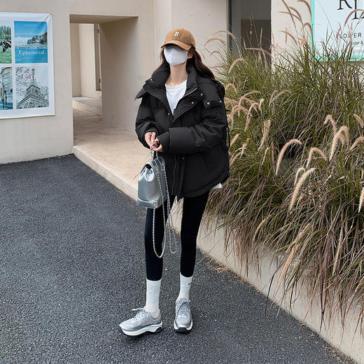 棉衣女冬季新款韩版灰色小爱心短款羽绒棉服学生款大码面包服 商品图3