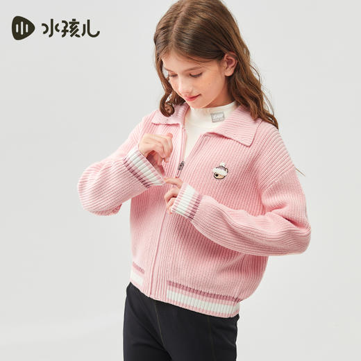 水孩儿童装2024秋冬女童毛衣中大童针织衫小香风短款时尚潮流宽松 商品图1