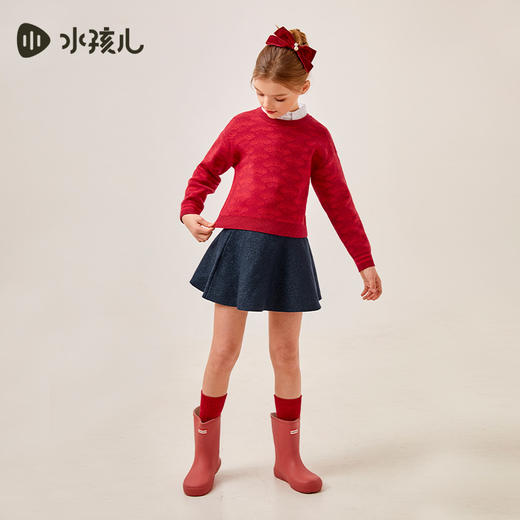 【新年系列】水孩儿童装春上新款女童套裙舒适保暖针织上衣精美节日裙子 商品图1