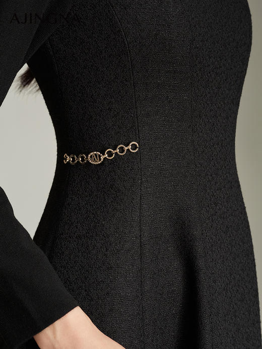 【商场同款】阿菁娜2024冬季新款韩版气质小黑裙A30D112012 商品图4