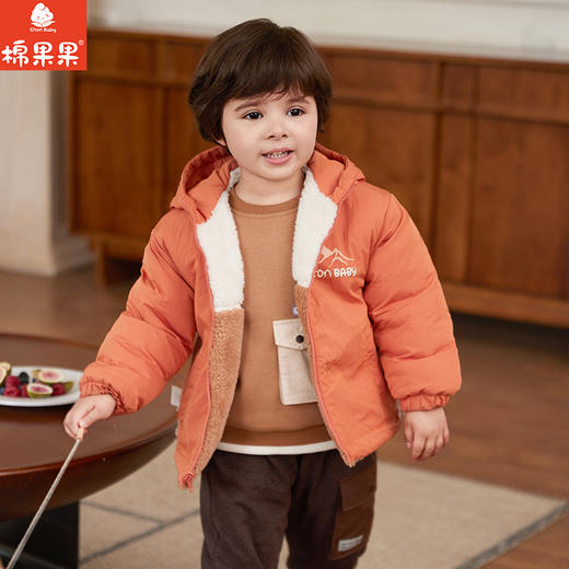 棉果果专柜同款冬季新品男童两面穿羊羔绒外套M412100424622 商品图1