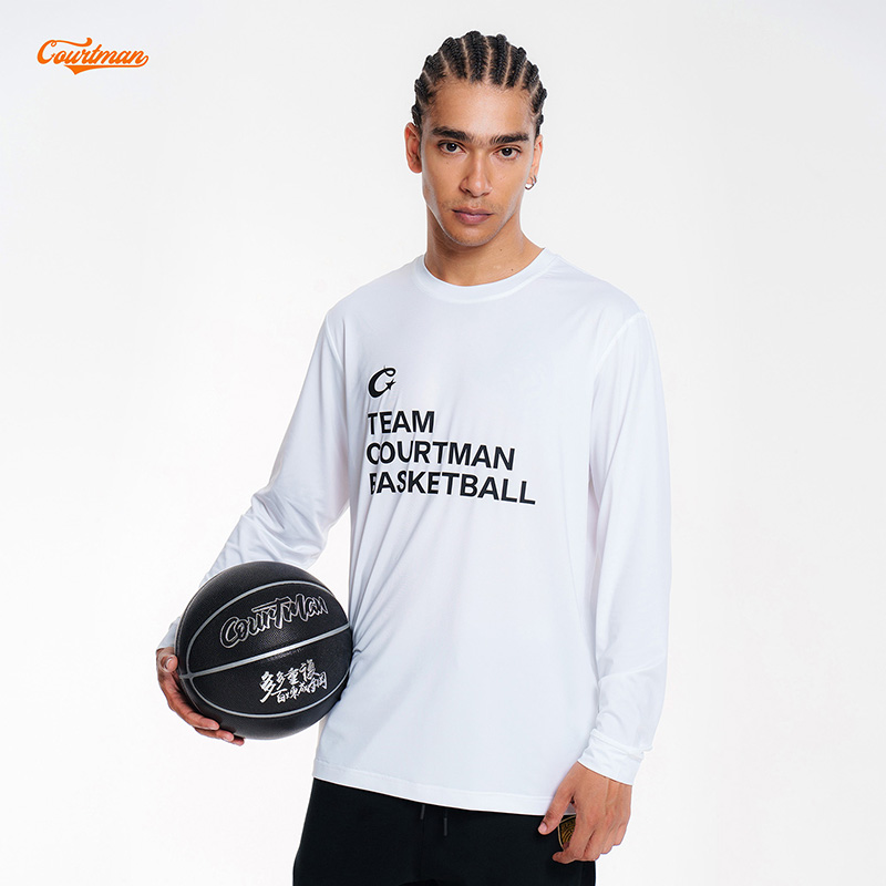 COURTMAN野球帝 篮球俱乐部长袖T恤宽松投篮服运动跑步健身上衣男