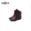 Safiya/索菲娅2024秋冬真皮拉链气质尖头粗跟英伦及踝短筒时装靴 SF44116167 商品缩略图3