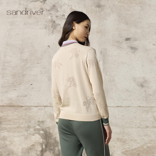 精梳棉针织撞色POLO领套衫   SJS96W019N 商品图4