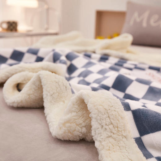 【品牌直发】加倍生活  棋盘格羊羔绒毛毯 牛奶绒羊羔绒复合加厚盖毯 网红爆款 商品图5