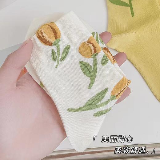 「19.9到手5双！浪漫小花款」花朵袜子女中筒袜 春秋立体小花瓣甜美风韩版长袜小众个性学院袜配饰 商品图3