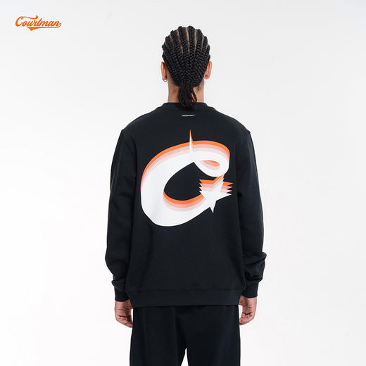 COURTMAN野球帝 叠影logo印花卫衣圆领卫衣日潮男女宽松外套上衣 商品图4