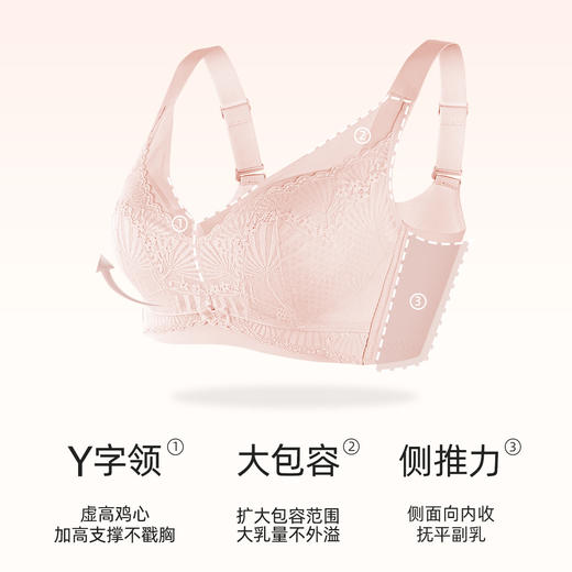 【大胸显小CD杯】熳洁儿 文胸无钢圈内衣曼珠沙华蕾丝提拉上托收副乳24761517 商品图1