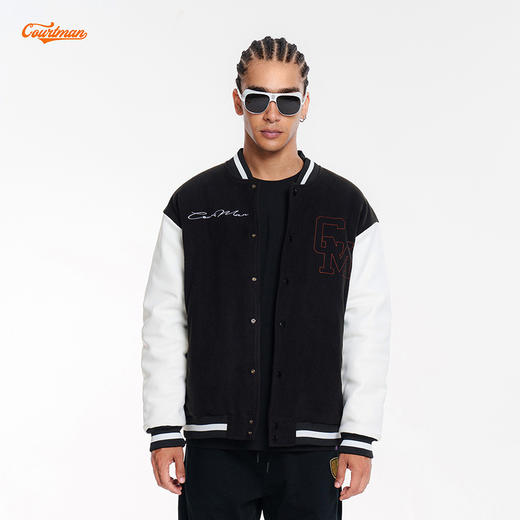 COURTMAN野球帝 篮球梦抓绒重磅字母棒球服潮牌夹克欧美街头外套 商品图3