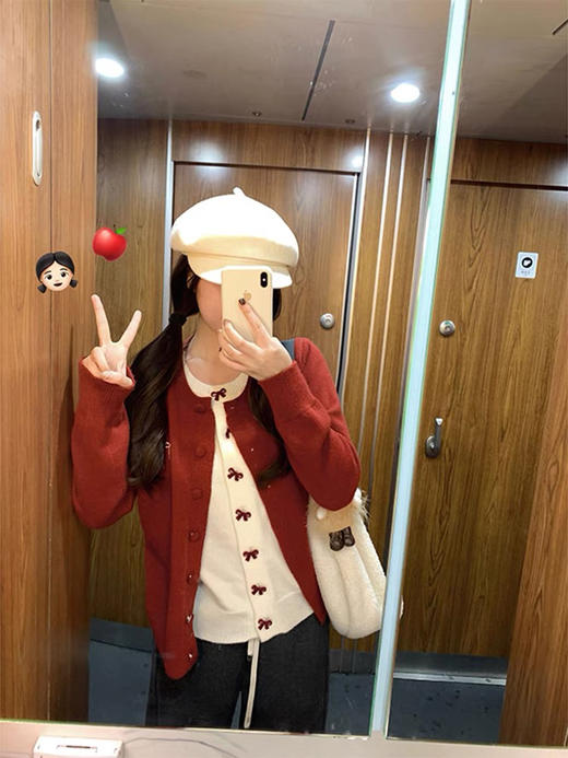 蝴蝶结假两件开衫 商品图1