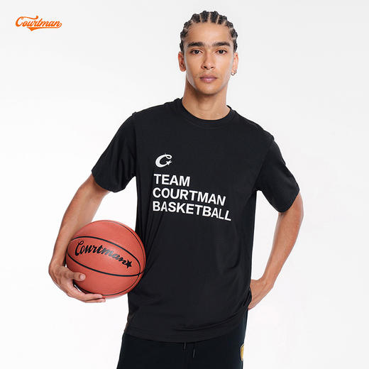 COURTMAN野球帝 篮球俱乐部英文字母印花速干上衣男士运动短袖T恤 商品图2