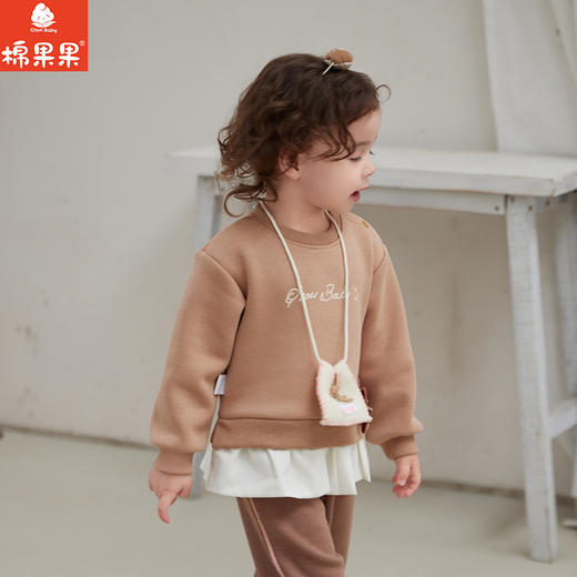 棉果果专柜同款冬季新品女童假两件加绒卫衣M422180424604 商品图1