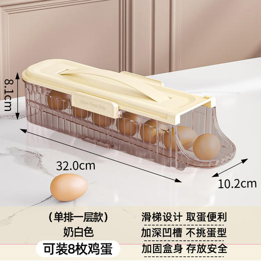 【会“滚蛋”的鸡蛋盒！轻松取蛋】冰箱门滚动鸡蛋架托鸡蛋收纳盒冰箱可叠加便携鸡蛋盒厨房装鸡蛋盒，告别抽拉开盖，取蛋轻而易举。ry 商品图4