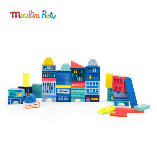 Moulin Roty 小货车 积木 益智木玩 适合3岁+ 木质益智 缤纷城市系列 法国品牌-725733 商品图6