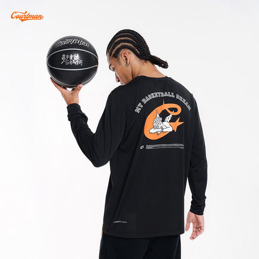 COURTMAN野球帝 篮球梦印花长袖T恤美式投篮服运动宽松长袖上衣男 商品图4