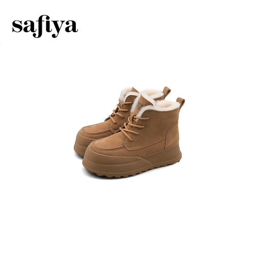 Safiya/索菲娅2024冬季加绒加厚保暖百搭系带羊羔毛复古雪地靴 SF4411A197 商品图4