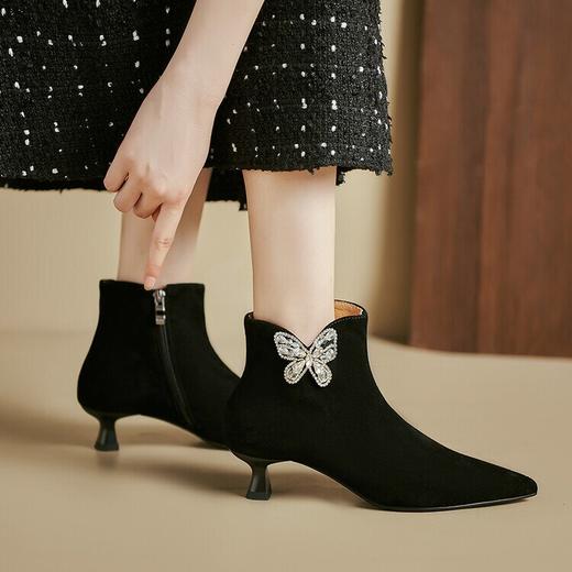 【预售5天】新款秋冬季单靴磨砂皮细跟短靴女软底低跟靴子女ML&ML-78 商品图1