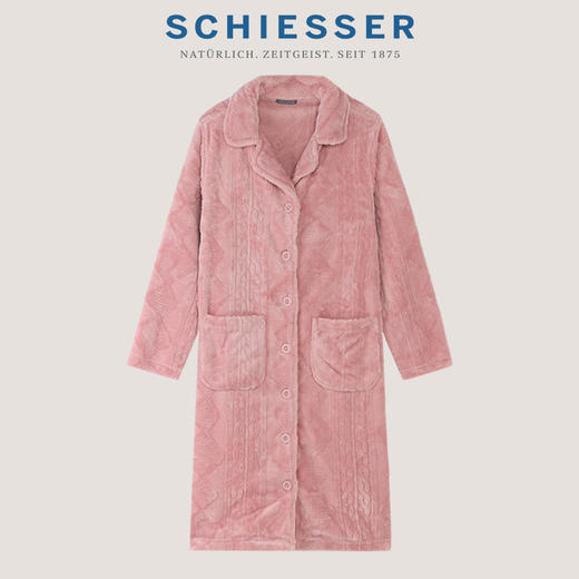 【珊瑚绒睡袍】SCHIESSER德国舒雅女士珊瑚绒长袖睡袍中长款 31/23255R 商品图1