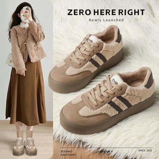 ZHR则则加绒增高棉鞋德训鞋ins百搭保暖女鞋2024冬季新款休闲鞋女 商品图1