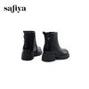 Safiya/索菲娅2024冬真皮复古英伦风时尚厚底粗跟套筒加绒短靴 SF4411A206 商品缩略图4