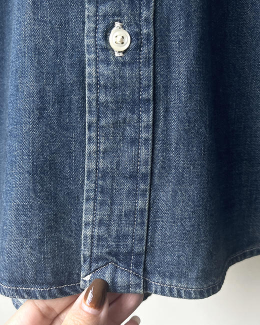 单品包邮现货 THS-无  RL马球 源厂尖尾PRL蓝染磨洗ClassicFit彩马牛仔衬衣男女 AG1300 商品图9