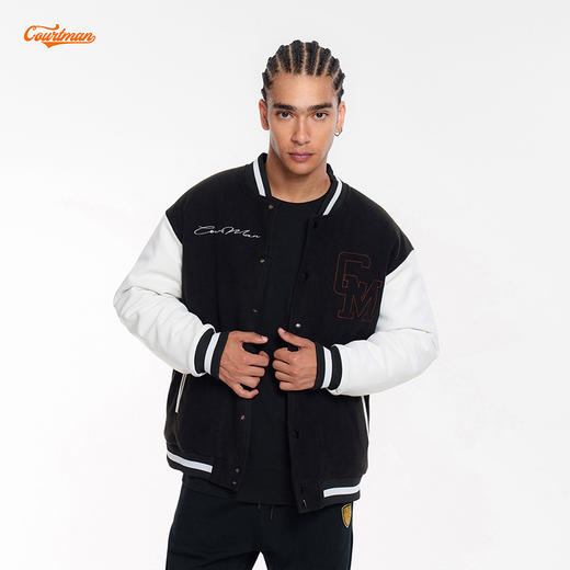 COURTMAN野球帝 篮球梦抓绒重磅字母棒球服潮牌夹克欧美街头外套 商品图2