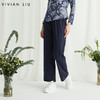 VIVIAN LIU R2437502夏女装新款时尚松紧腰裤脚开叉直筒长裤 商品缩略图0