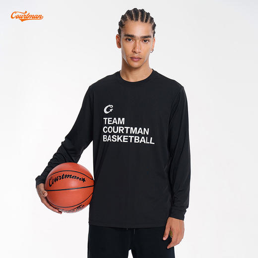 COURTMAN野球帝 篮球俱乐部长袖T恤宽松投篮服运动跑步健身上衣男 商品图3