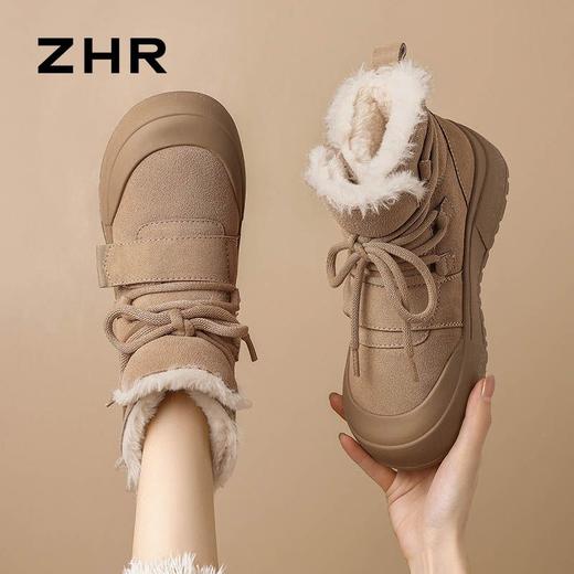 ZHR则则加绒保暖雪地靴防水防寒女鞋2024冬季新款ins百搭短筒棉鞋 商品图5