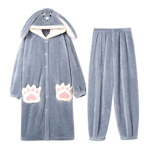 I'd爱帝舒棉绒暖肤锁温卡通套装情侣款秋冬厚款居家服 商品图6