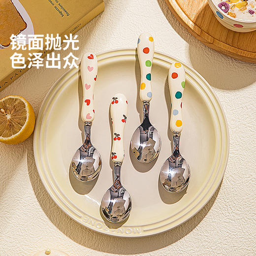 摩登主妇304不锈钢勺子儿童家用汤匙铁勺长柄可爱小勺子个人专用 商品图2