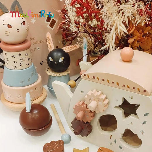 Moulin Roty 雨后套柱玩具组合 堆叠游戏 适合1岁+ 动手能力 成长益智 雨后系列 法国品牌-715366 商品图1