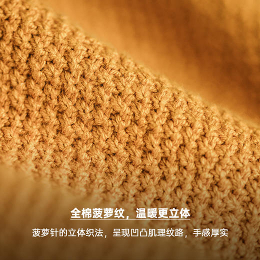 工装优选美式复古半高领菠萝纹毛衣黄色打底套头内搭针织衫男秋冬 商品图2