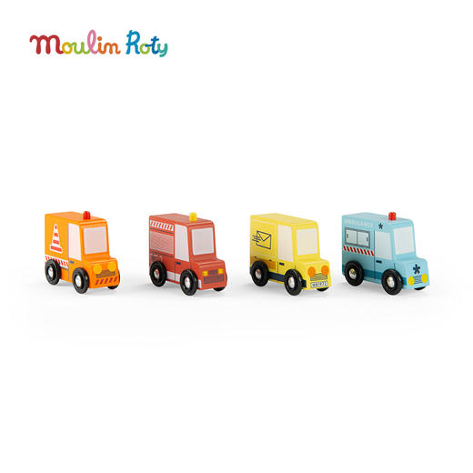 Moulin Roty 小货车 积木 益智木玩 适合3岁+ 木质益智 缤纷城市系列 法国品牌-725733 商品图0