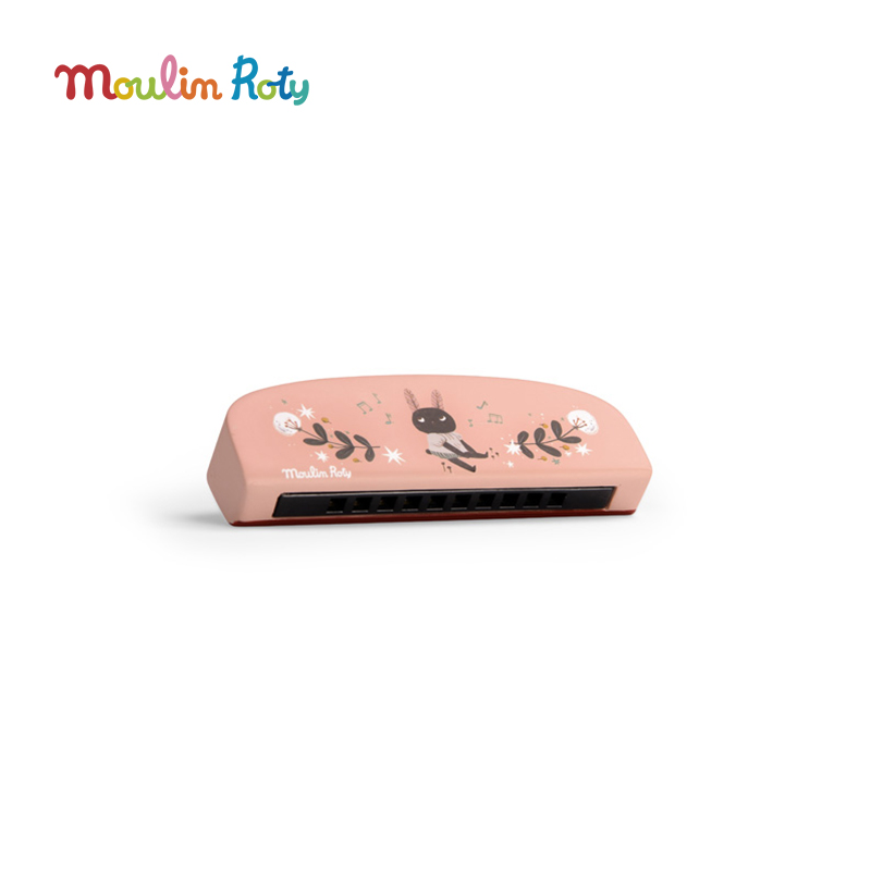 Moulin Roty 雨后木质口琴/口风琴 适合3岁+ 音律启蒙 口腔肌肉锻炼 雨后系列 法国品牌-715111