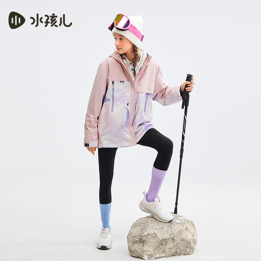 水孩儿童装2024秋冬新款女童风衣中大童三防厚外套连帽款耐磨保暖 商品图3