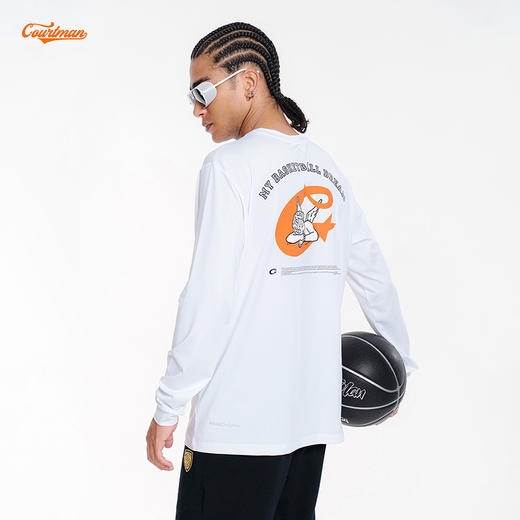 COURTMAN野球帝 篮球梦印花长袖T恤美式投篮服运动宽松长袖上衣男 商品图1