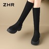 ZHR则则加绒长筒靴女2024秋冬新款厚底弹力瘦瘦靴百搭不过膝长靴 商品缩略图6