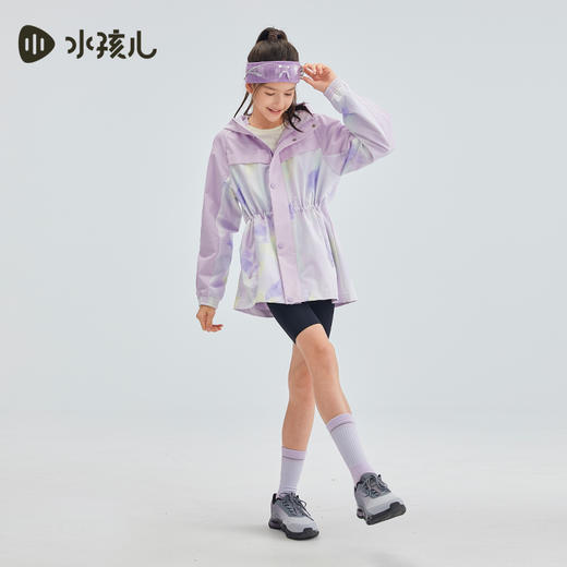 水孩儿童装2024秋装新款女童风衣中大童外套防风透湿连帽时尚休闲 商品图2