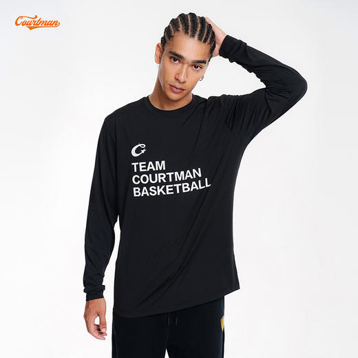 COURTMAN野球帝 篮球俱乐部长袖T恤宽松投篮服运动跑步健身上衣男 商品图4
