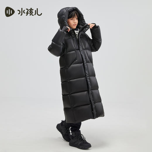 水孩儿童装冬季新款儿童加长款羽绒服男童克轻蓄热外套女童三防纯色鸭绒服 商品图4