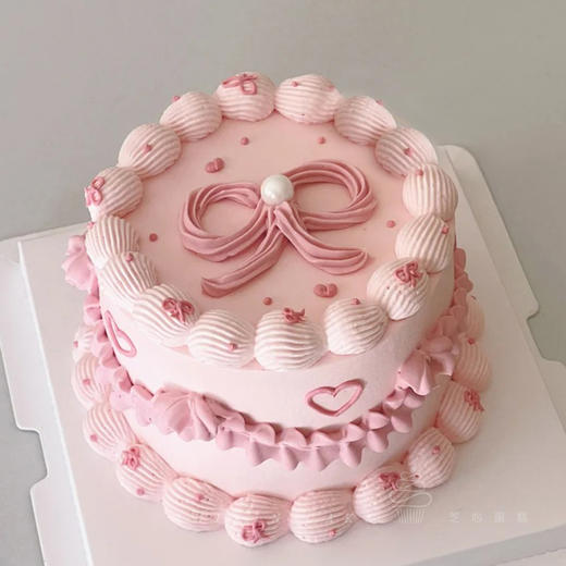 【少女时代】粉色蝴蝶结送女生-水果夹心生日蛋糕 商品图0