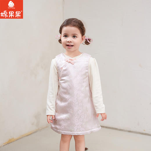 棉果果专柜同款冬季新品女童中国风锦缎夹棉背心裙M522200824658 商品图0