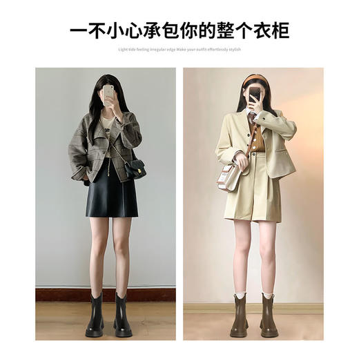 ZHR废土风加绒短靴女2024新款高级感ins叠穿时装靴子百搭轻便女靴 商品图9