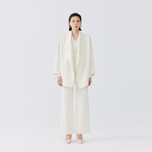 东黎 • 山羊绒女士学院风西服领时尚宽松休闲大衣 4421 商品图0