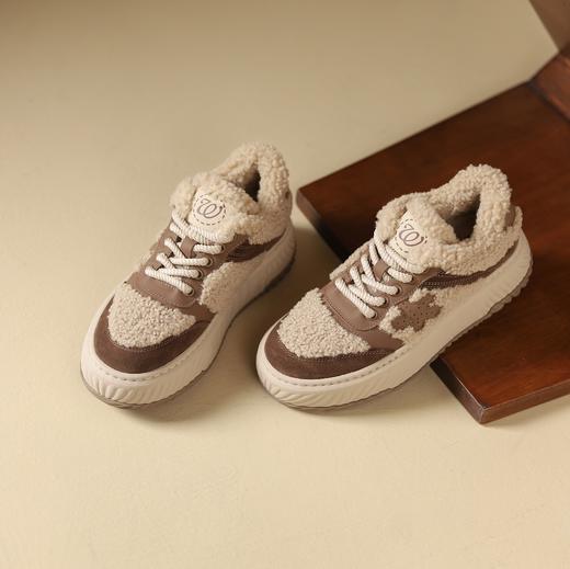 westory2024年秋冬新款休闲风厚底平跟舒适百搭毛毛鞋休闲老爹鞋W24DM85081 商品图0